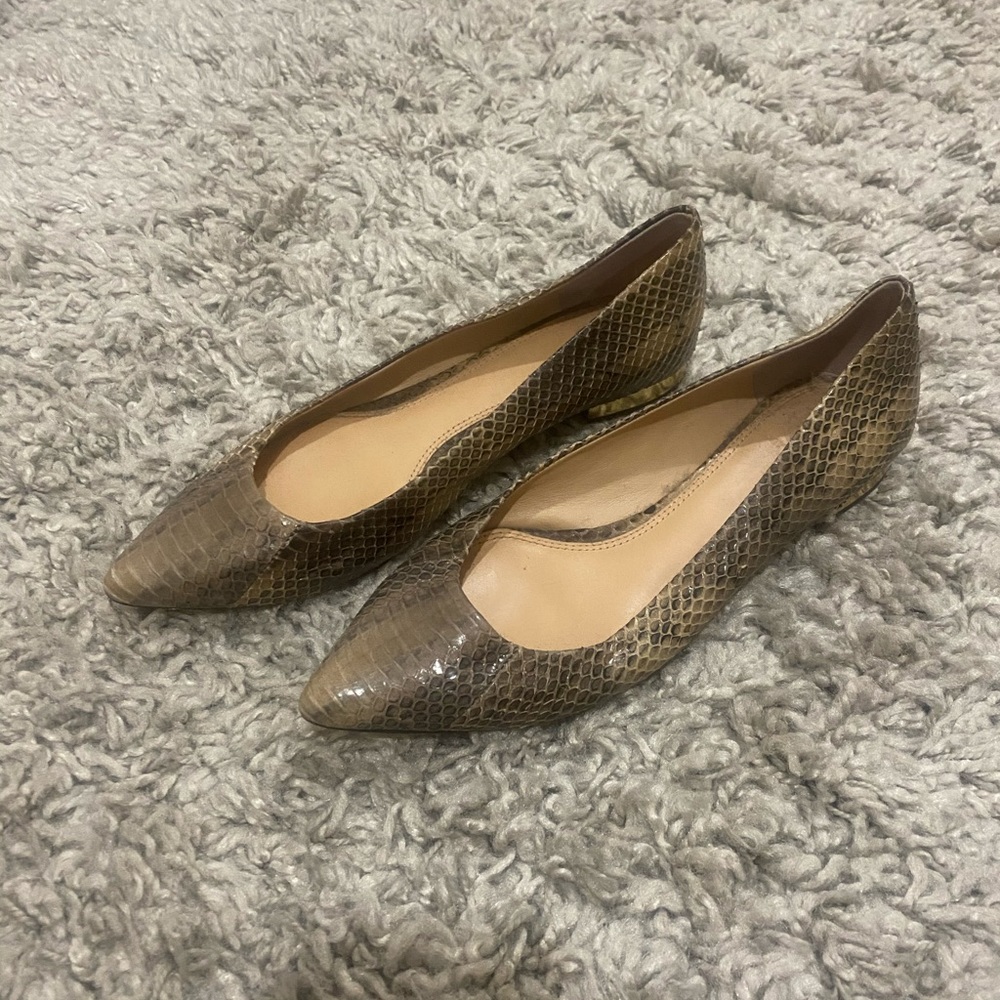 Tory Burch snake skin pointed toe flats